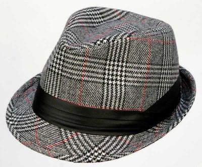 SWANKY PLAID Fedora Retro Blues Low Rider Hat GRAY