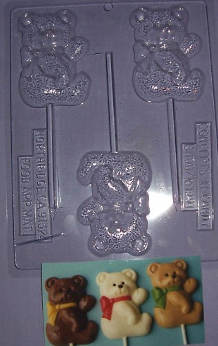 LARGE TEDDY BEAR WITH A BOW CHOCOLATE OR LOLLIPOP MOULD