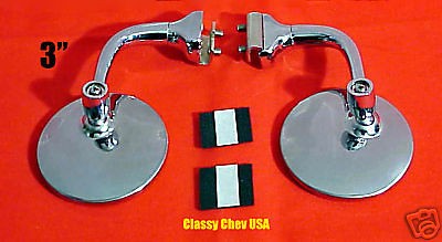 NEW PAIR short arm Peep mirrors 3 Stainless Hot Rod