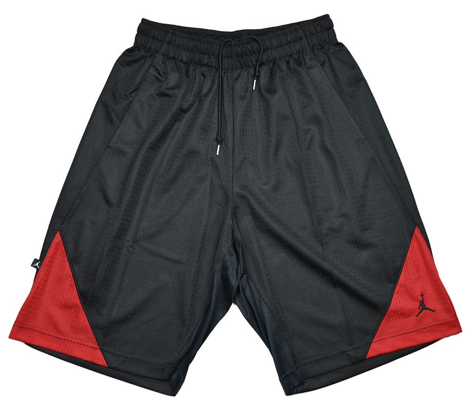 JORDAN MOMENTUM MENS BASKETBALL GYM SHORTS BLACK / RED ATHLETIC DRI 