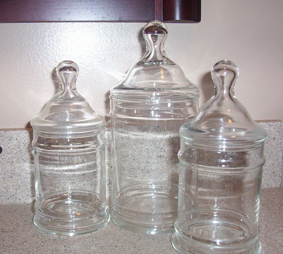 GLASS APOTHECARY JARS PHARMACY BLOWN CYLINDER SHAPED WEDDING CANDY 