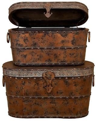   Wooden Rustic Storage Trunks with Metal Finishing, Vintage Hope Chests