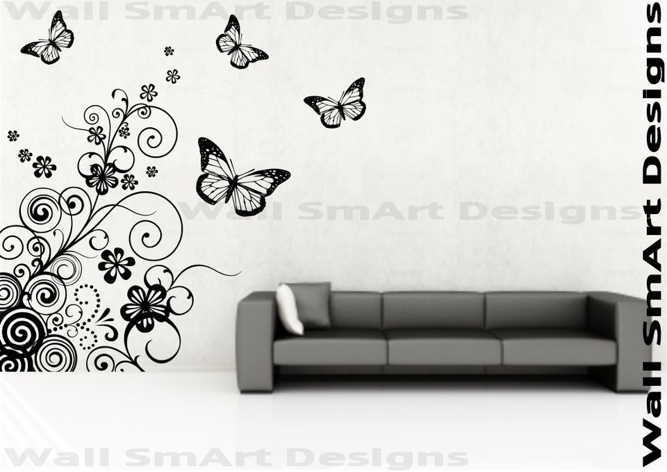 Butterfly Pattern Spiral Wall Sticker Wall Art Mural Transfer Decal 