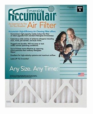 10x24x1 (9.5x23.5) ACCUMULAIR EMERALD MERV 6 HOME AIR FILTERS 2 PACK