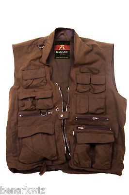 Kakadu Traveller Mens Vest Oilskin Canvas Black camping hiking fishing 