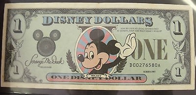 ESTATE VINTAGE ONE DISNEY DOLLAR 1987 XF MICKEY MOUSE CASTLE SCROOGE 