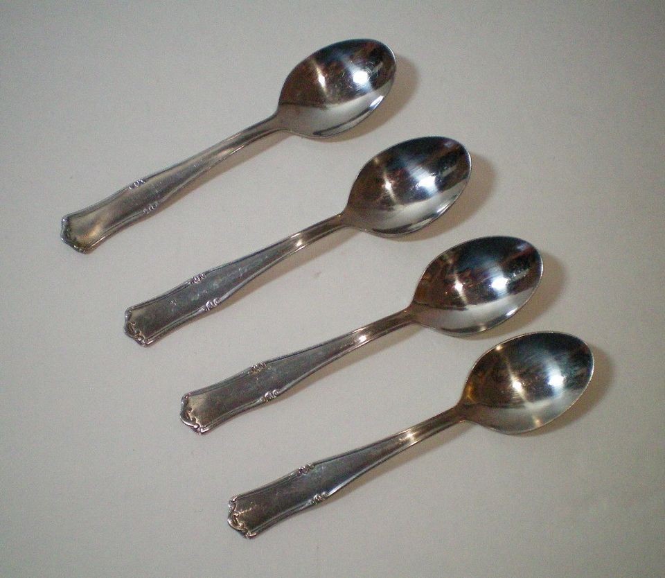 MEPRA INOX ITALY 4 DEMITASSE STAINLESS STEEL SPOONS 