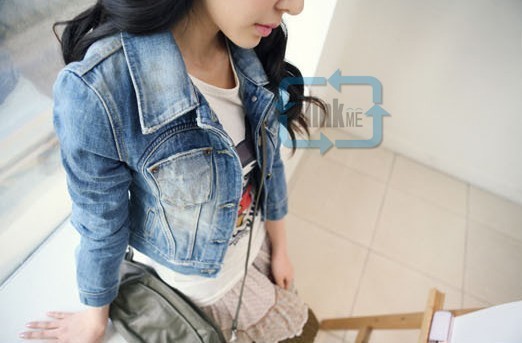 New Style Girls Womens Denim Jacket Distressed Crop Denim Jean Jacket 