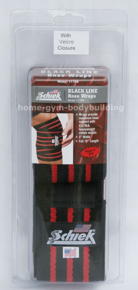 New Powerlifting Knee Wraps Schiek Black Line wrap 1178BV with Velcro 