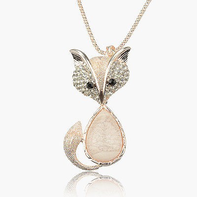 Gem Fox Gorgeous 14K Gold Plated GP Crystal Necklace Pendant B1830K