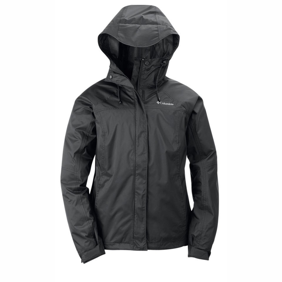 Columbia Women Size WATERPROOF Black Rain Jacket Ladies