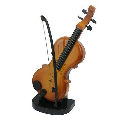   Powered Mini Plastic Metal Instrument Violin Toy Brown for Child