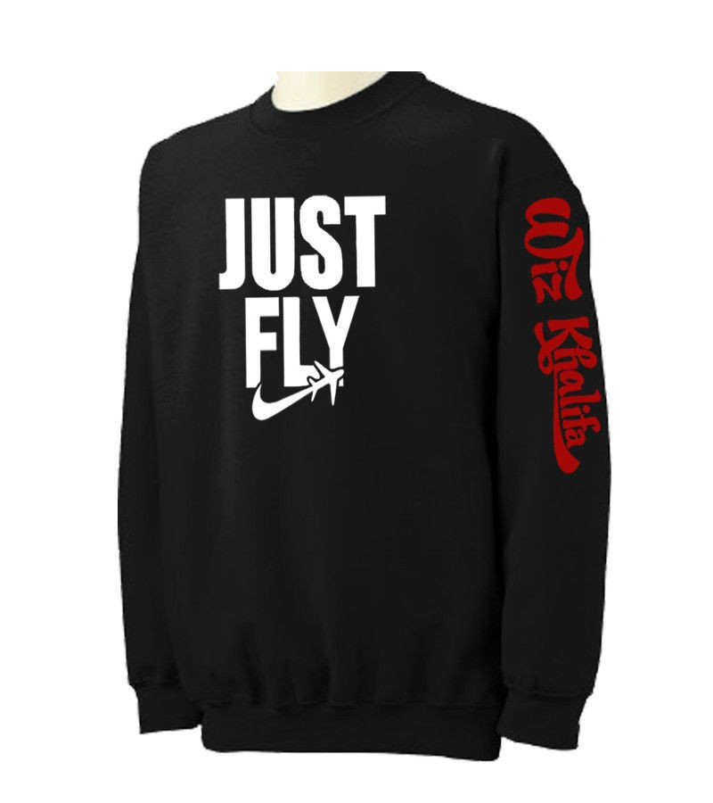 JUST FLY Wiz Khalifa Crewneck Sweatshirt lil Hip Hop Rap ymcmb Taylor 