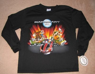 NINTENDO Wii Mario Kart Game L/S Blk Tee Shirt NEW 7/8