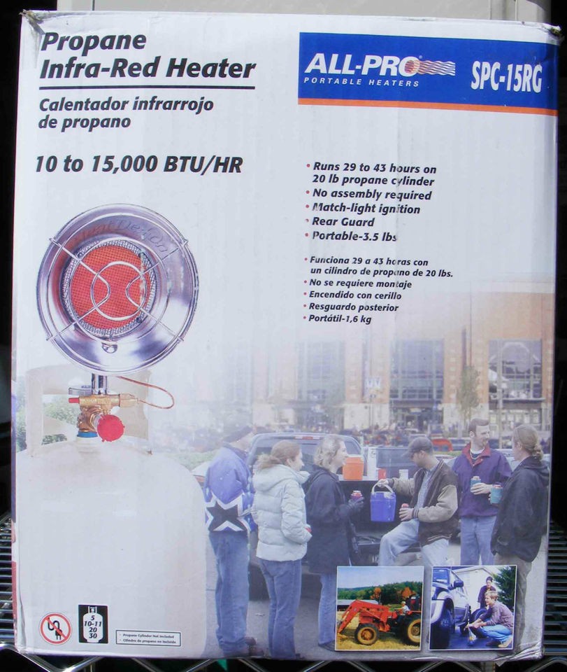ALL PRO PORTABLE PROPANE OUTDOOR INFRA RED HEATER MDL=SPC15RG