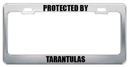 PROTECTED BY TARANTULAS ANIMALS PETS LICENSE PLATE FRAME TAG