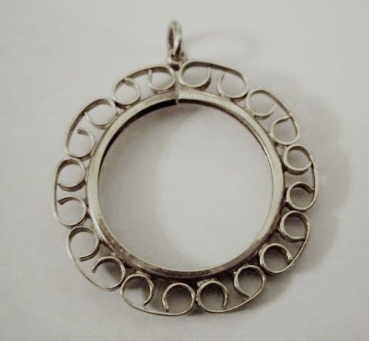 Sterling Silver Quarter Krugerrand All Around Scroll Coin Mount Bezel 