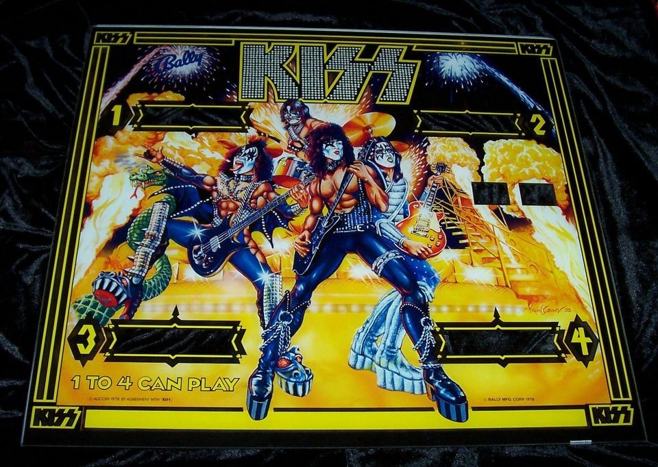 KISS Bally Pinball Machine Arcade Game Backglass Glass Mirror Unused 