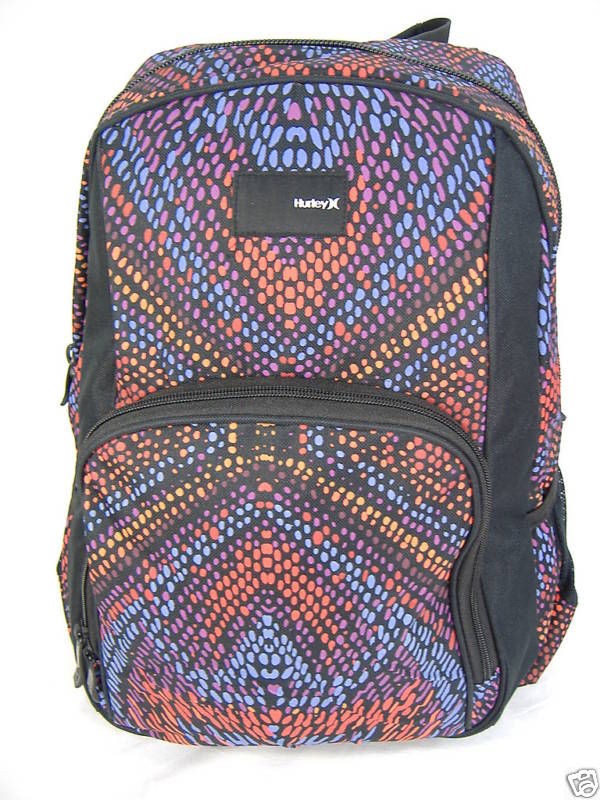 New Womens Girls Hurley Black Backpack Laptop Book Bag