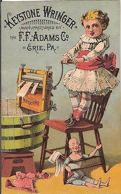   Victorian Trade Card Keystone Wringer Washing Machine Doll Rare