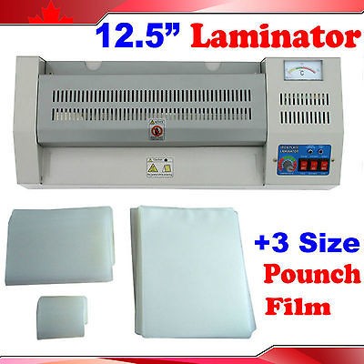 12.5 Cold Hot Roll Laminator+3Size 300Pk Glossy 5Mil PVC Pouch Film @ 