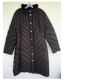 Rena Lange Mink Collar Black Puffy Coat Sz 46 16