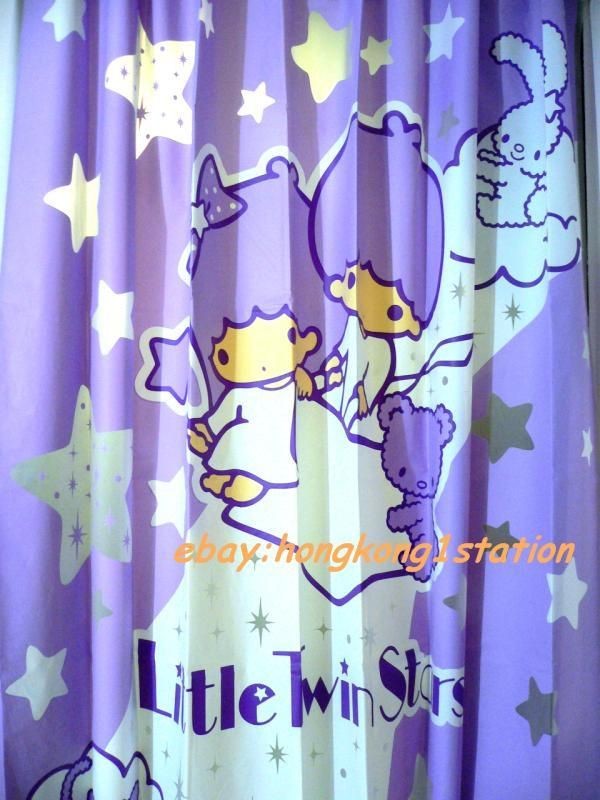   Twin Stars Bathroom Bath Shower Vinyl Curtain W/Rings Purple 74