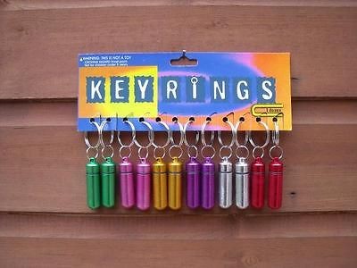 12pc Trade Pack Waterproof Aluminium Pill Box/ID Holders Keyring Stash 