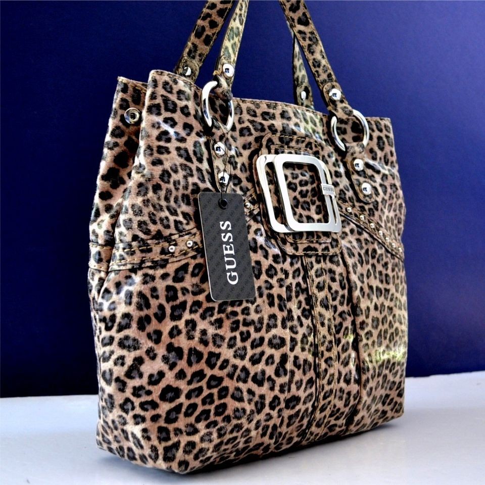Guess Brown Leopard Dusty Exotic Handbag Purse Bag