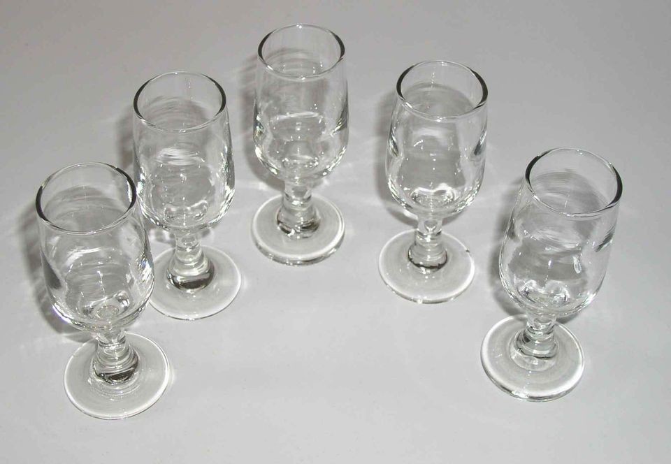 Vintage Libbey Stemmed Cordial Glasses Set of 5 Gold Leaf