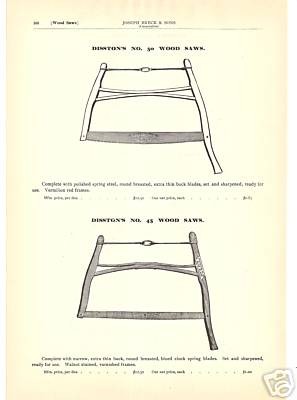 1897 Antique DISSTONS WOOD BUCK SAW Catalog Ad