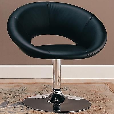 Oversized Dining or Accent Arm Leisure Chair in Black faux Leather 