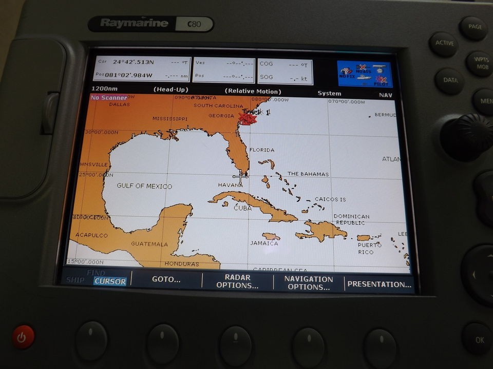 RAYMARINE C 80,RADAR,FIS​H,CHART & 125 GPS ANTENNA=STK#20​46=