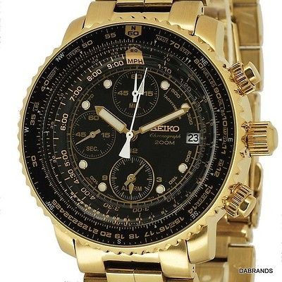   Sports Flightmaster Chronograph WR200M Gold Watch SNA414 SNA414P1