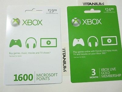 Microsoft Xbox 360 Live 3 Month Subscription and 1600 Points Code Gold 