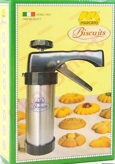 MARCATO DELUXE BISCUIT MAKER 16 NOZZEL HEADS ICING COOKIE BISCUIT GUN 