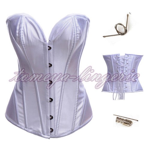   Boned White Bridal Corset Top Body Shaper Underwear Lace up Basque