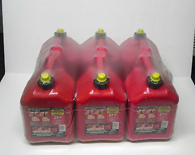 6qty) Blitz 2 Gallon Gasoline Gas Cans/with Self venting Spout 