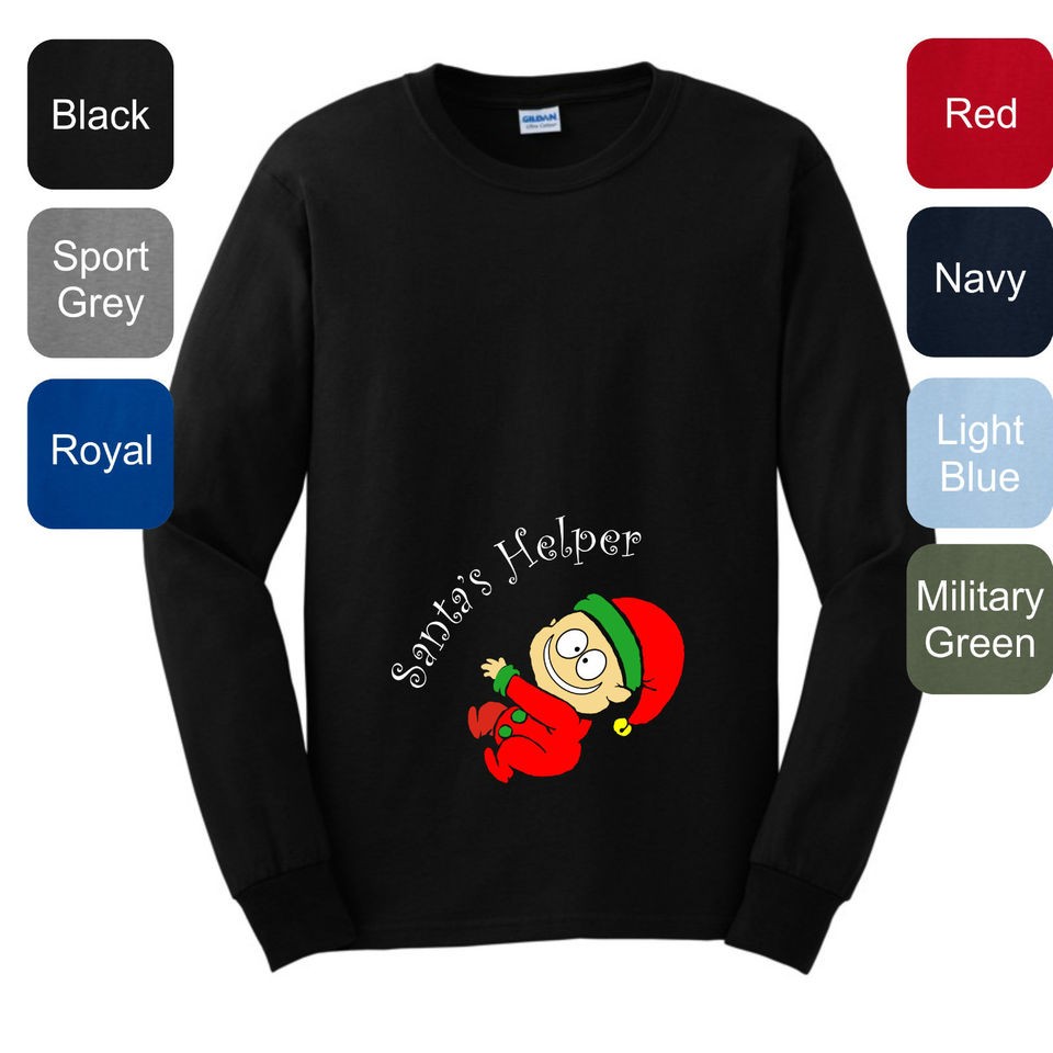   LONG SLEEVE T Shirt Pregnant Maternity Elf Christmas Baby WMA 32B