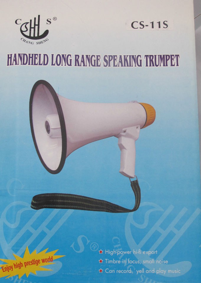 LARGE MEGAPHONE + STOPWATCH LOUDHAILER 20W WITH RECORDING OUTDOO 