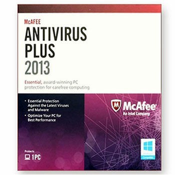 NEW SEALED MCAFEE ANTIVIRUS PLUS 2013 FOR 1 PC   WINDOWS   1 YEAR