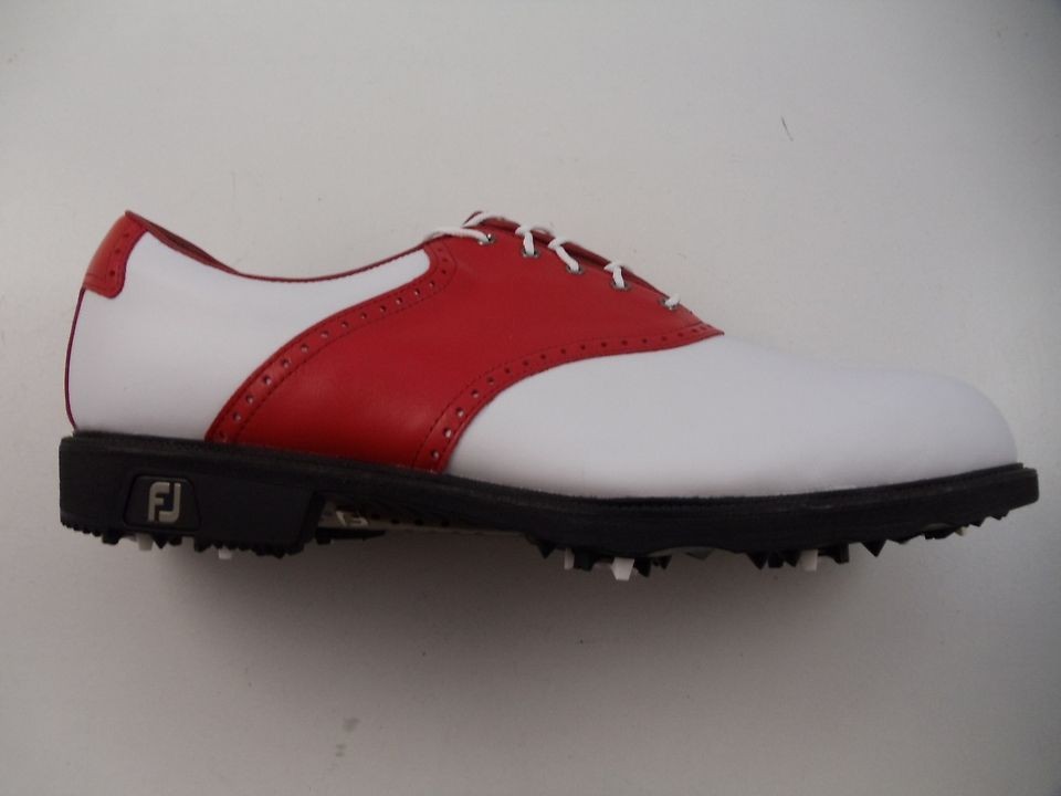   Icon Golf Shoes Traditional 52010 White Red Saddle 14 XXW XX Wide