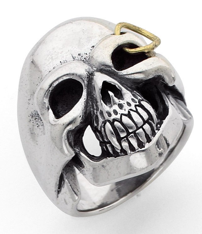 STERLING SILVER EYEBROW PIERCED SKULL RING (TR6)