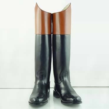 ROYAL MEN DRESS BOOTS SHOW RIDING BACK ZIPPER TAN CUFF