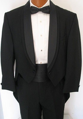 Mens Black Oscar de la Renta 2 Button Shawl Tailcoat Costume Theater 