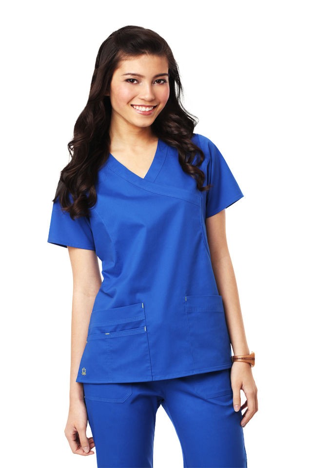 MEDICAL SCRUBS ROYAL BLUE MAEVN STRETCH FIT Y NECK T0P (NEW, SIZES 