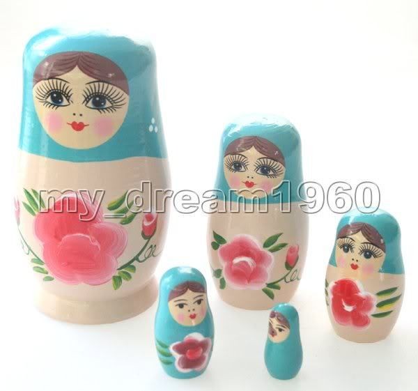 Russian Nesting Dolls Toy Wood 5 PCS Xmas Gift