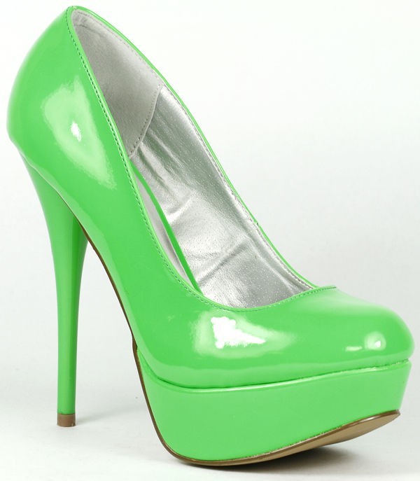 Neon Patent High Stiletto Heel Platform Pump Qupid Neutral 156