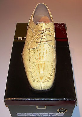 BOLANO MENS DRESS SHOES CREAM GATOR PRINT WITH GATOR HEAD ON TOP