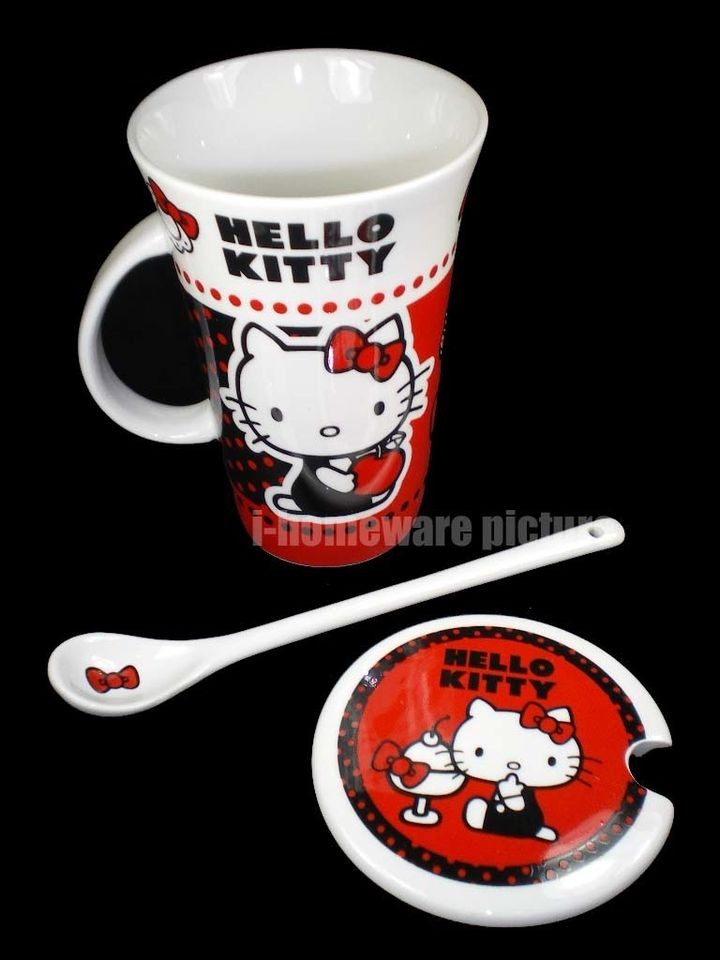   Sanrio Authentic Ceramic Mug w/ Lid Spoon Microwave Safe Cup H329